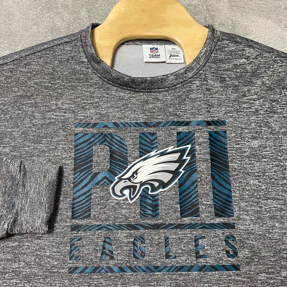 NFL Philadelphia Eagles Zubaz XXL Long Sleeve Sweat Shirt Team Apparel Gray - Picture 1 of 8